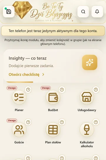 Moduł Hub narzędzi (Menu) w aplikacji mobilnej Dziś Błyszczysz Planner.