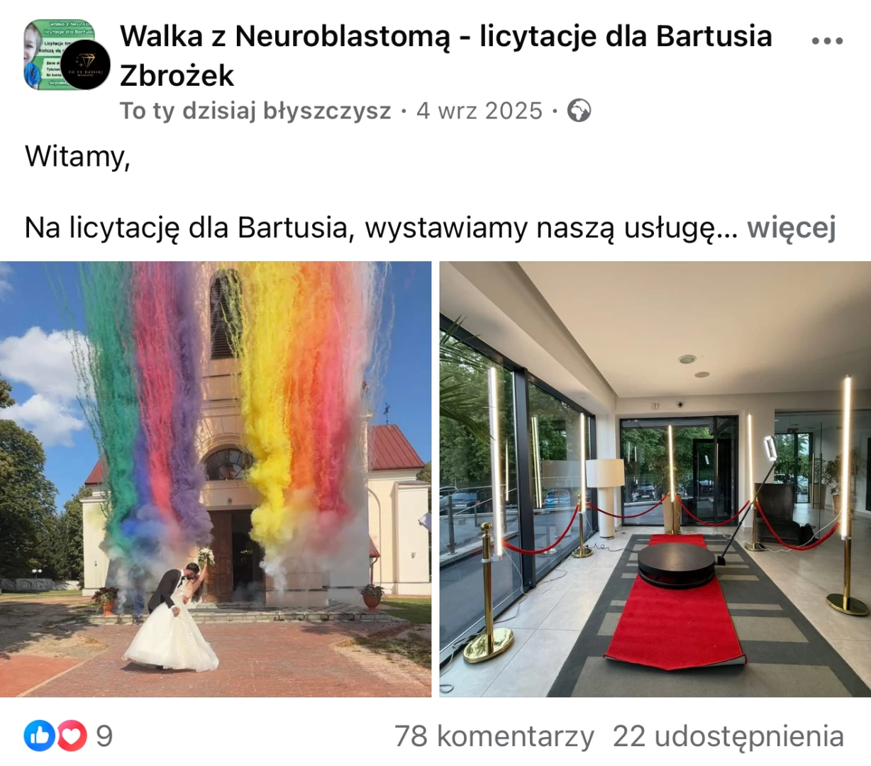 Licytacja dla Bartusia Zbrożka I To Ty Dzisiaj Błyszczysz